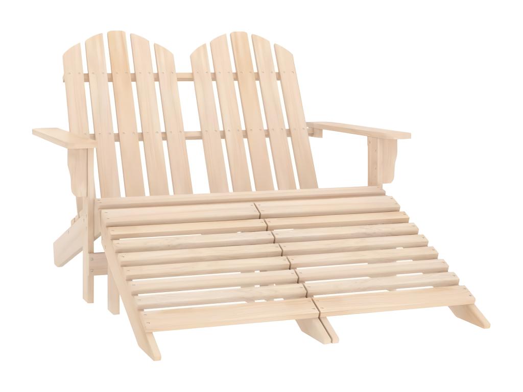 Doucezen 2-seater garden chair and fir wood footrest