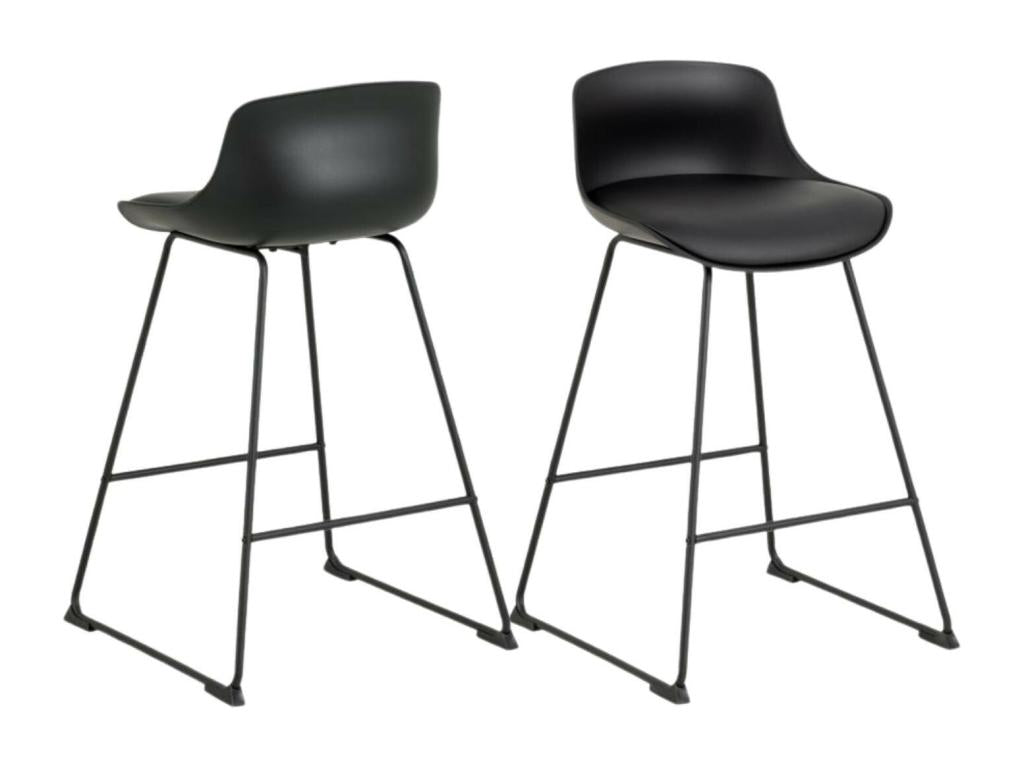 Low bar stools in metal and faux leather, set of 2 - Meublita