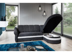 Meublita 250cm Right-Hand Corner Sofa Bed in Navy Blue and Light Grey Velvet