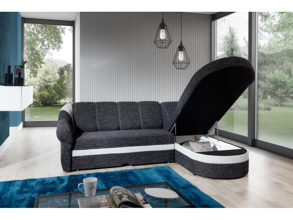 Meublita 250cm Right-Hand Corner Sofa Bed in Navy Blue and Light Grey Velvet