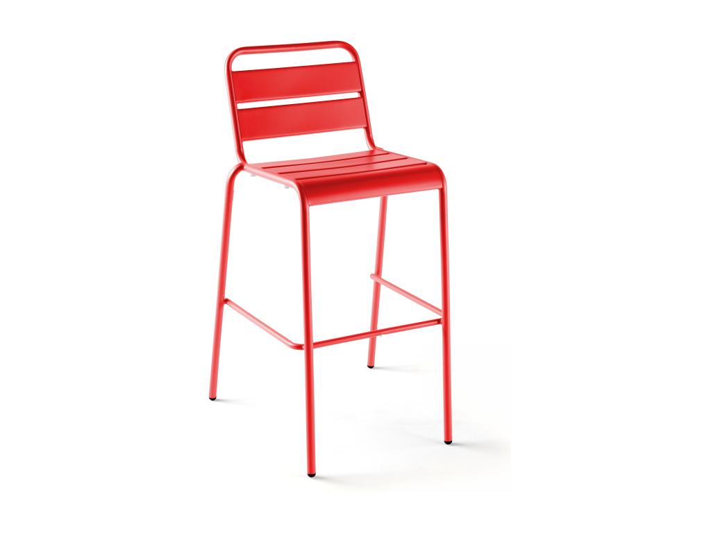 Red metal high chair - Vertchez