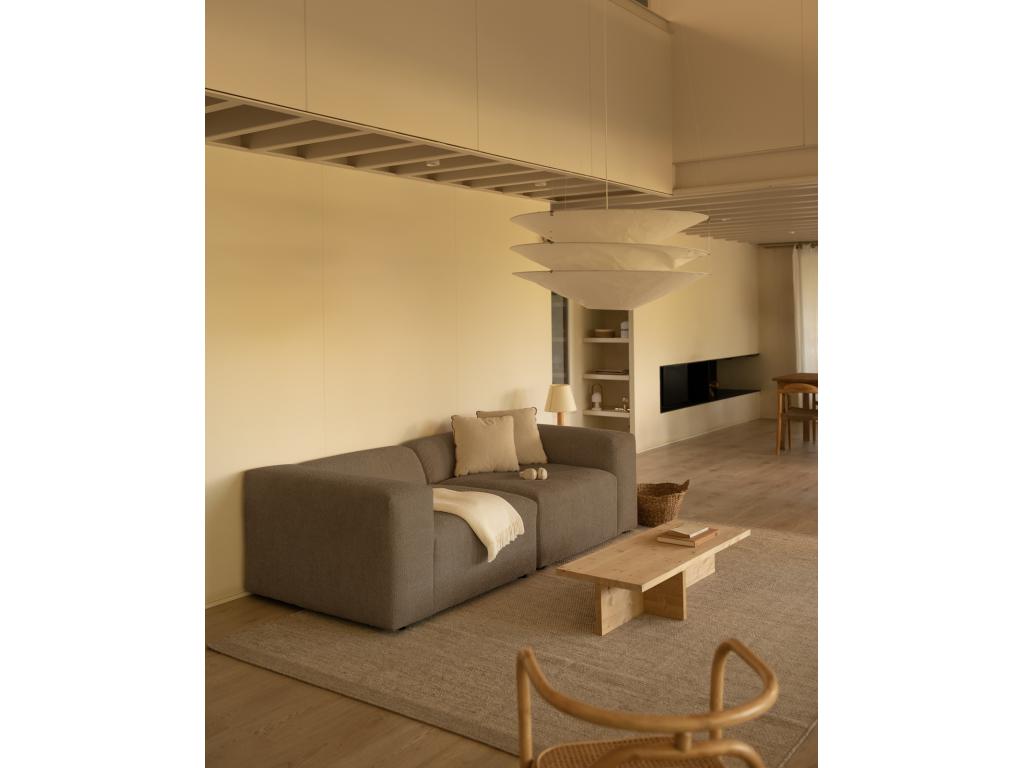 4-seater sofa with 2 modules in brown boucle fabric