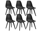 Set of 6 Brevik Plastic Dining Chairs 83x54x48 cm Black Doucezen