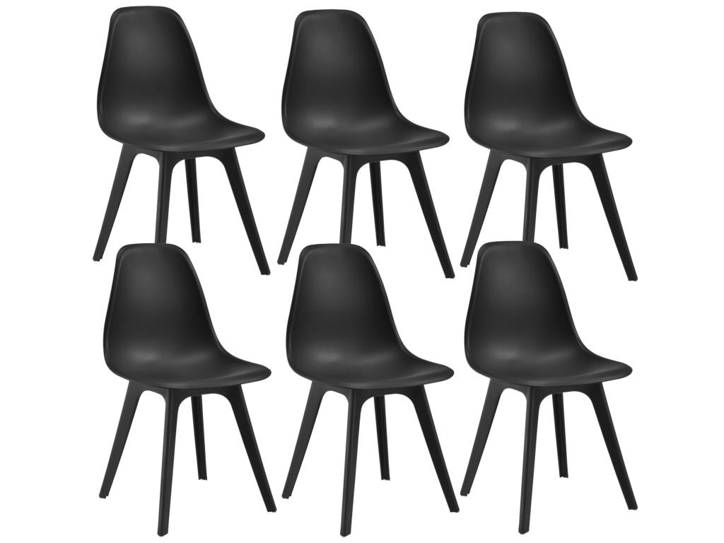 Set of 6 Brevik Plastic Dining Chairs 83x54x48 cm Black Doucezen