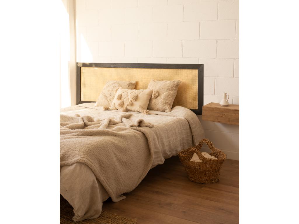 Pine wood and black cane headboard 100x60cm - Doucezen CANE - Doucezen