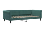 Daybed with pull-out bed and dark green 90x200cm velvet mattress