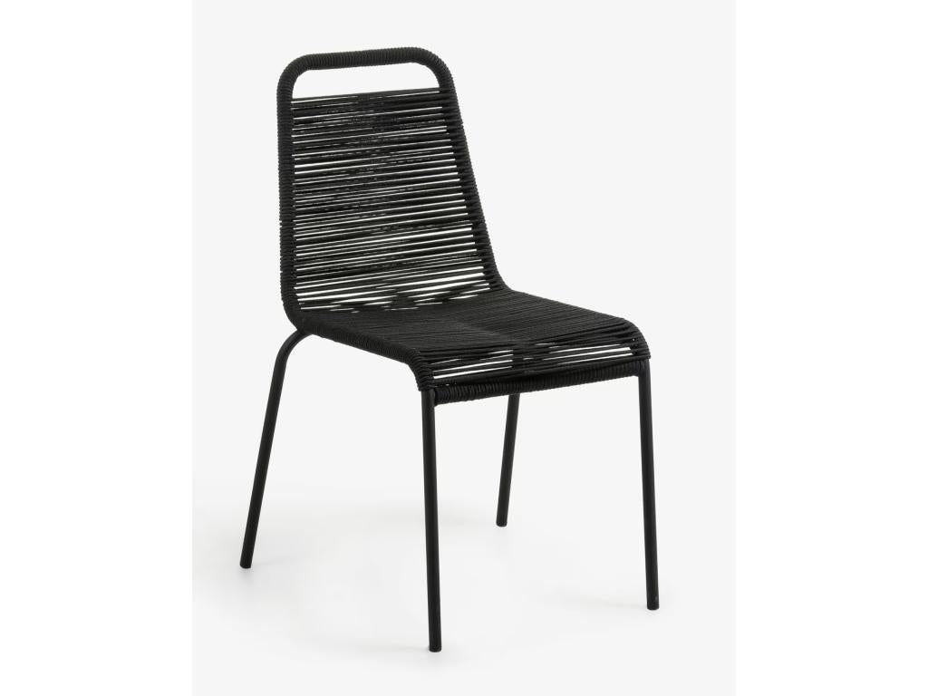 Set of 4 rope chairs with black steel legs - W- 49 x D- 59 x H- 84 cm