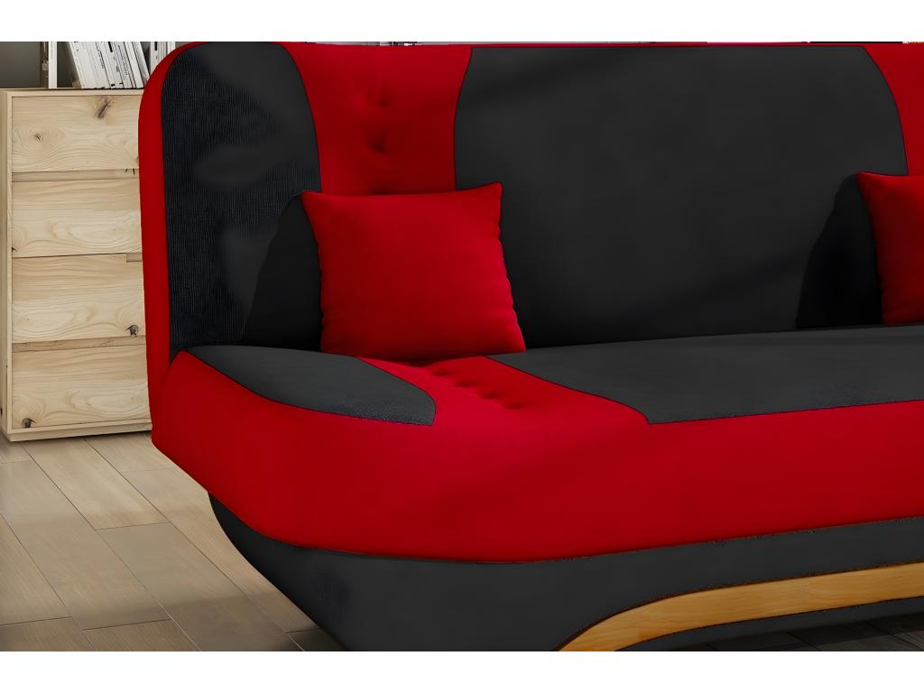 3-seater convertible sofa with storage space - two-tone anthracite/red - in high-quality EWIN fabric