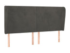 Headboard with wings, Dark Grey, 163x23x118/128 cm, Velvet