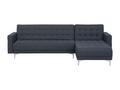 Right-hand corner sofa in dark grey fabric, 4-seater with adjustable backrest, Meublita