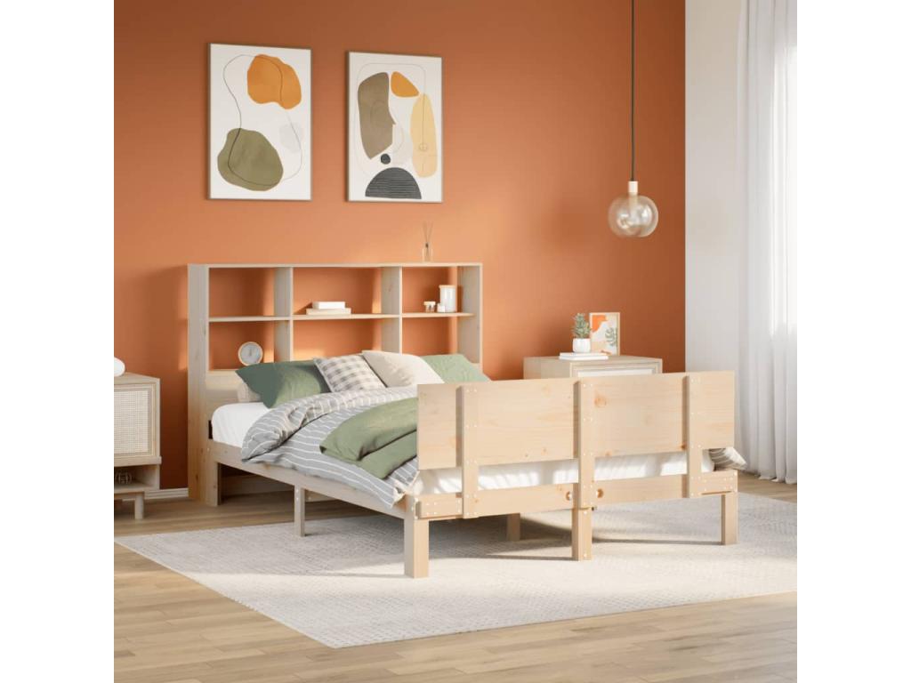 Bookshelf bed without mattress, 160x200 cm, solid pine wood