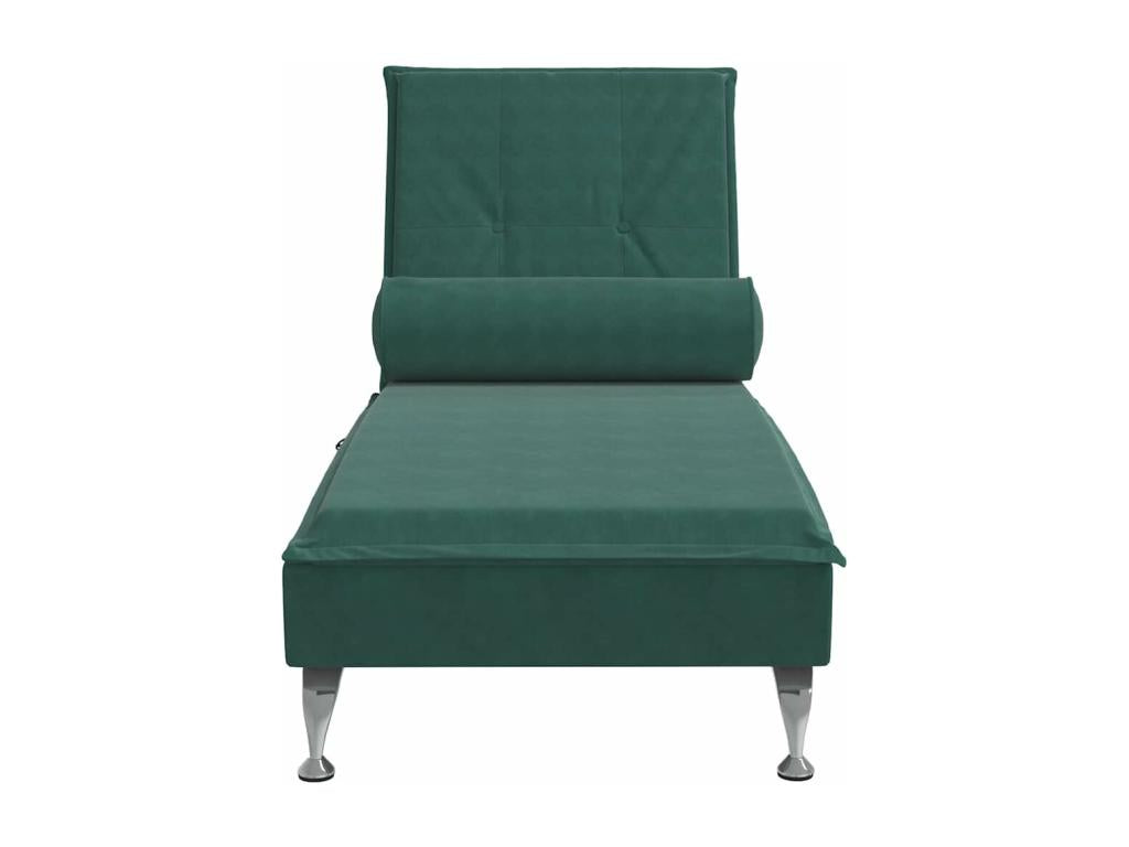 Massage chaise lounge with dark green velvet bolster