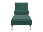 Massage chaise lounge with dark green velvet bolster
