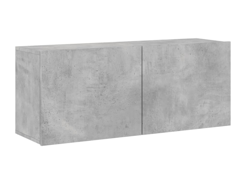 Concrete grey wall-mounted TV unit, 100x30x41 cm