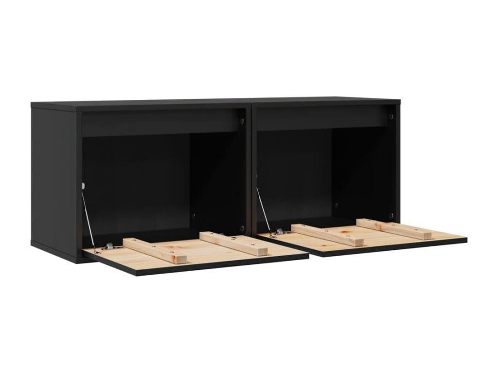 2-piece wall cabinets, black, 45x30x35 cm, solid pine wood