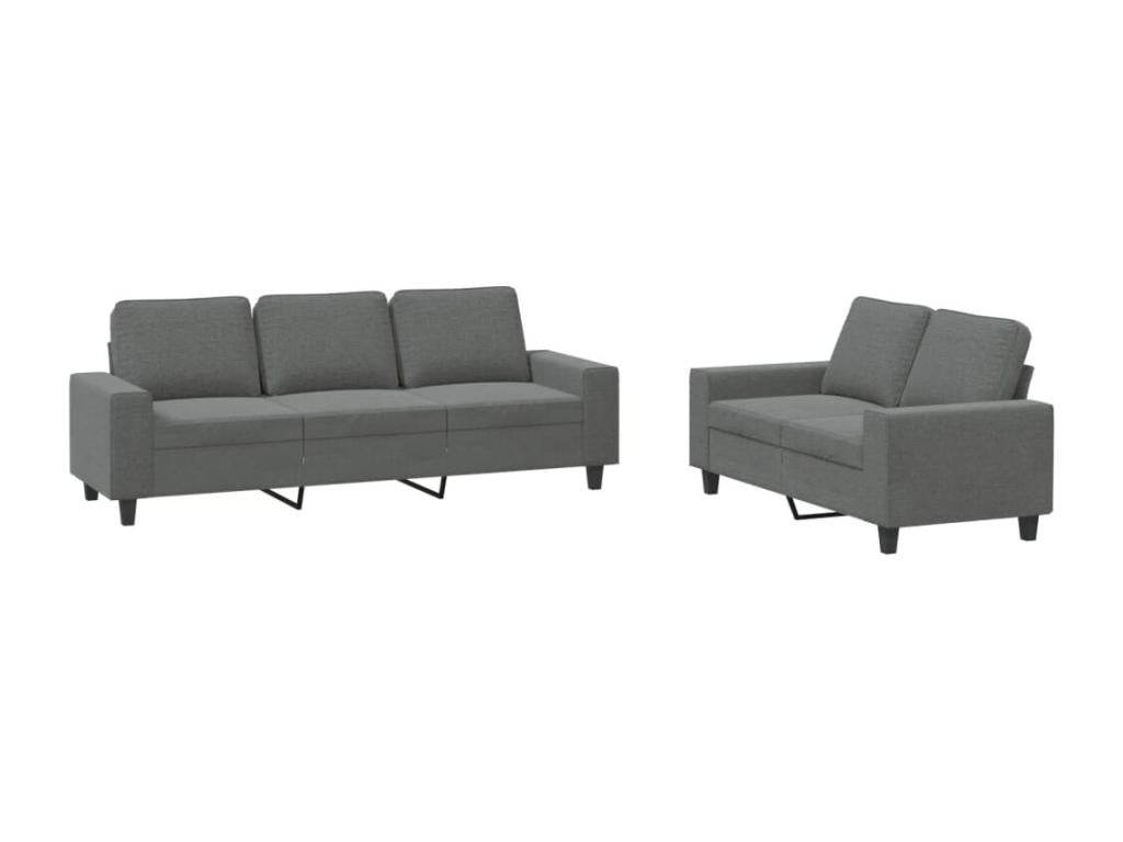 2-piece sofa set in dark grey fabric