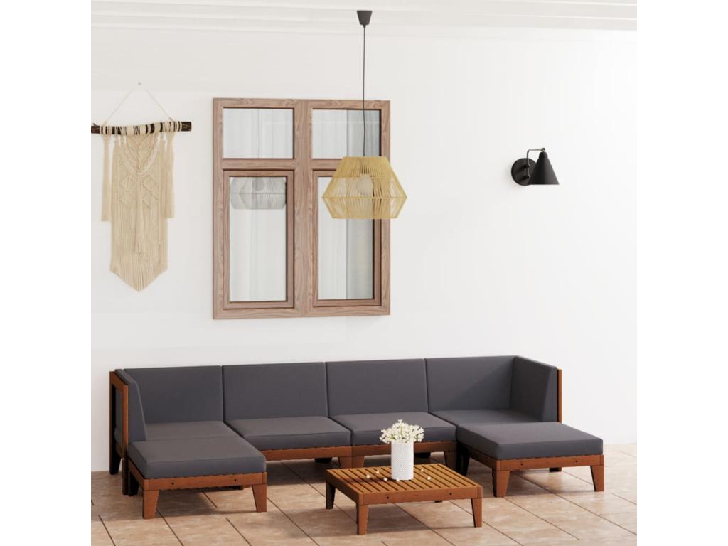 7-piece garden furniture set with cushions, solid wood.