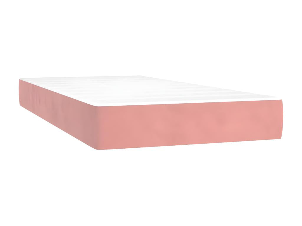 Upholstered bed base with mattress, pink, 90x190 cm, velvet