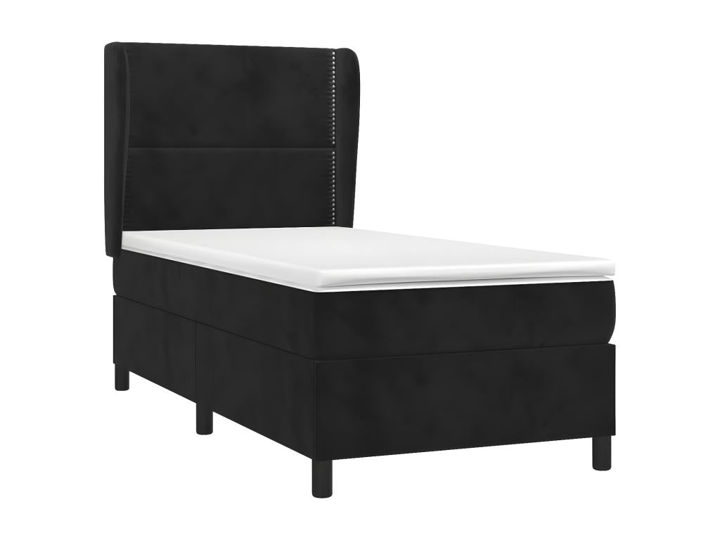 Upholstered bed base with black velvet mattress 100x200