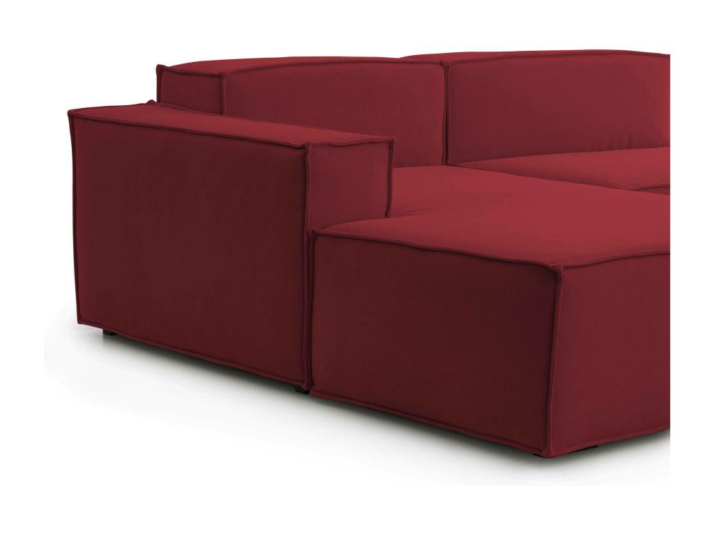 Doucezen Fixed Sofa Large Modular 2-Seater Sofa with Left-Hand Peninsula Made in Italy Modern Fabric Sofa 240x170x70 cm Red