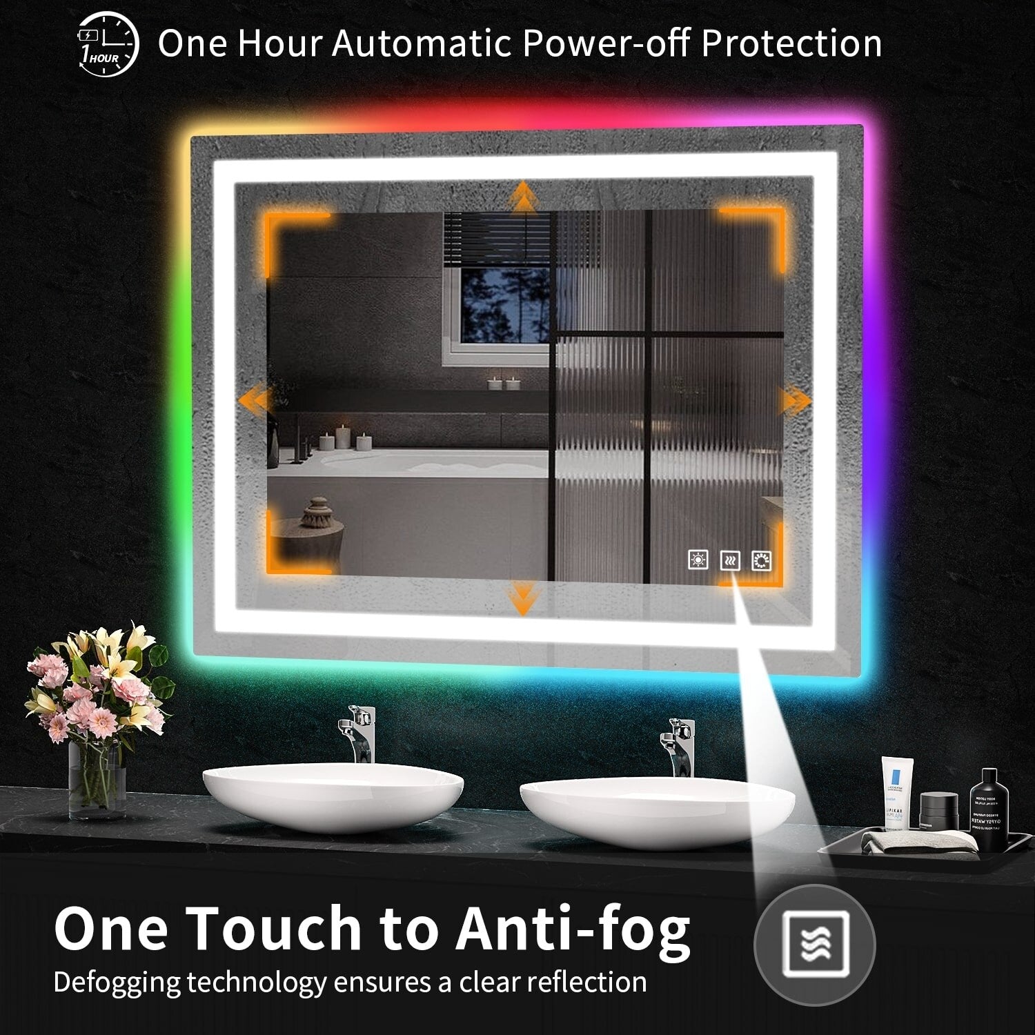 Anti-Fog RGB Backlit & LED Frontlit Bathroom Mirror