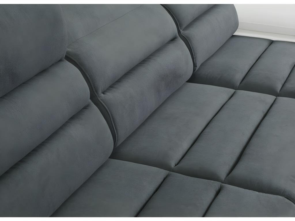 Doucezen corner sofa bed in fabric and faux leather - Two-tone grey/white - Right-hand corner