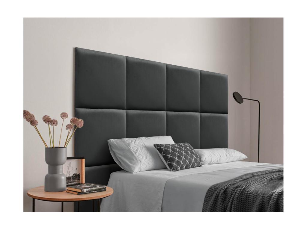 Doucezen Upholstered Headboard in High-Quality Velvet, Dark Grey, 140 cm