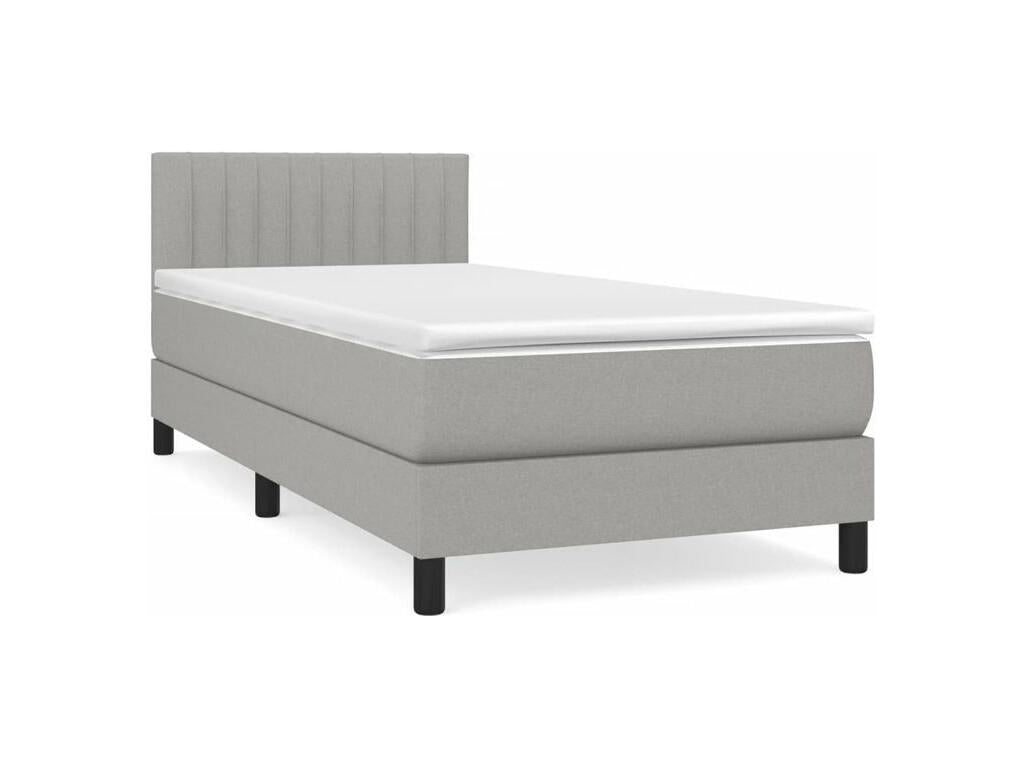 Doucezen bed base with light grey mattress 100x200 fabric