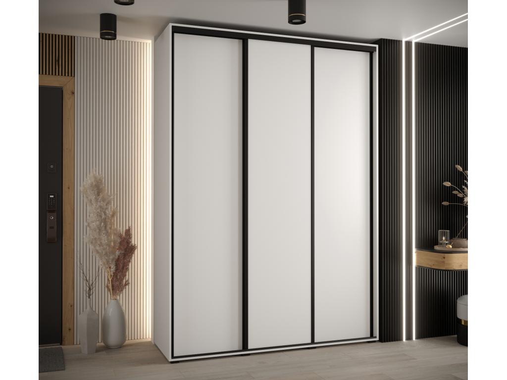 Doucezen 1 Sliding Door Wardrobe 235.2/180/60 3 Doors White/White/Black