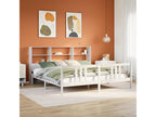 White 200x200 cm solid pine wood bookcase bed without mattress