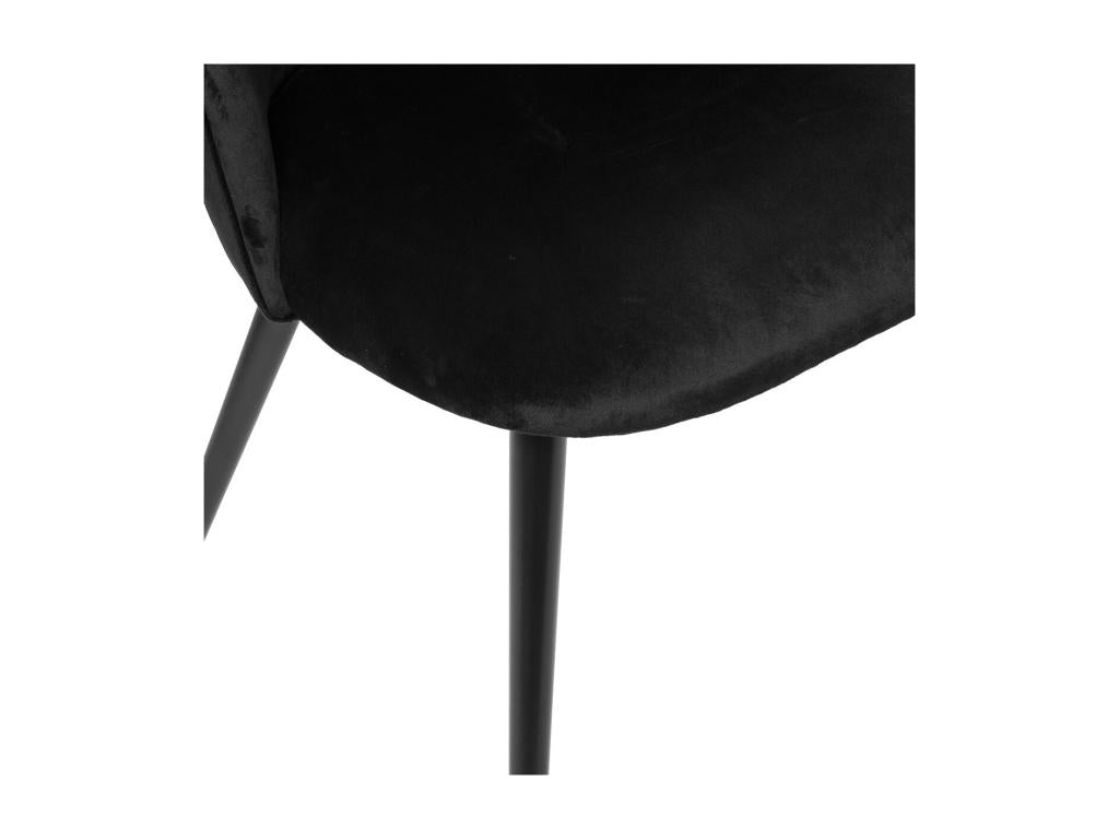 Black velvet dining chair with black metal legs