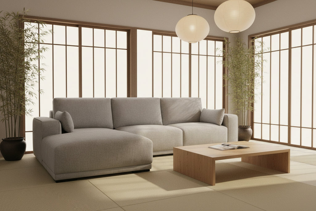 Doucezen Left-Hand Corner Sofa - 3 Seater - Fabric - Grey