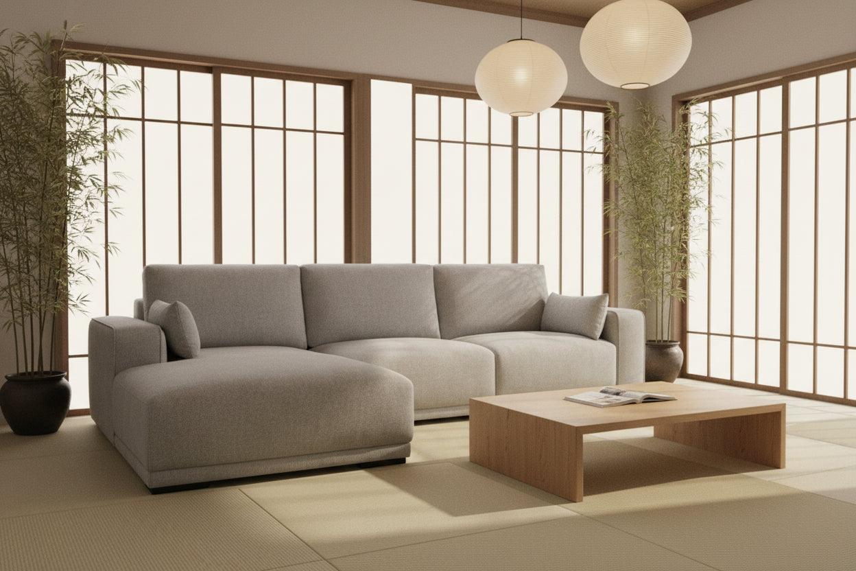 Doucezen Left-Hand Corner Sofa - 3 Seater - Fabric - Grey