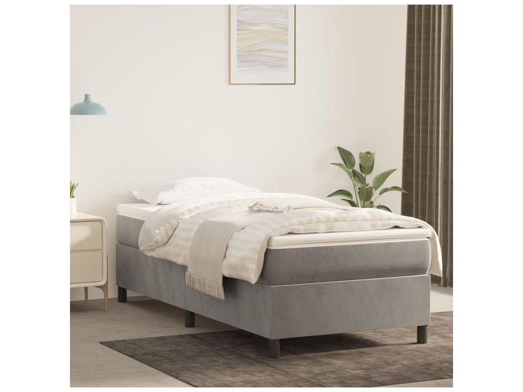 Doucezen bed base and mattress, light grey 90x200 velvet