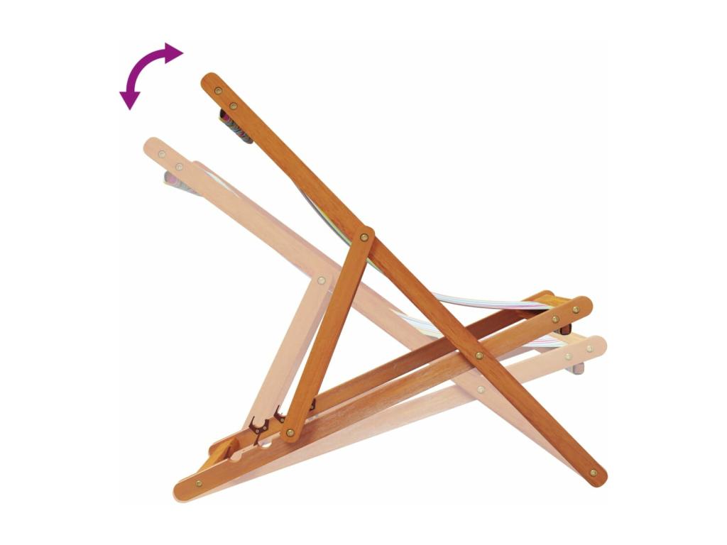 Folding beach chairs, set of 2, multicoloured fabric