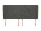 Headboard with wings, Dark Grey, 163x23x118/128 cm, Velvet