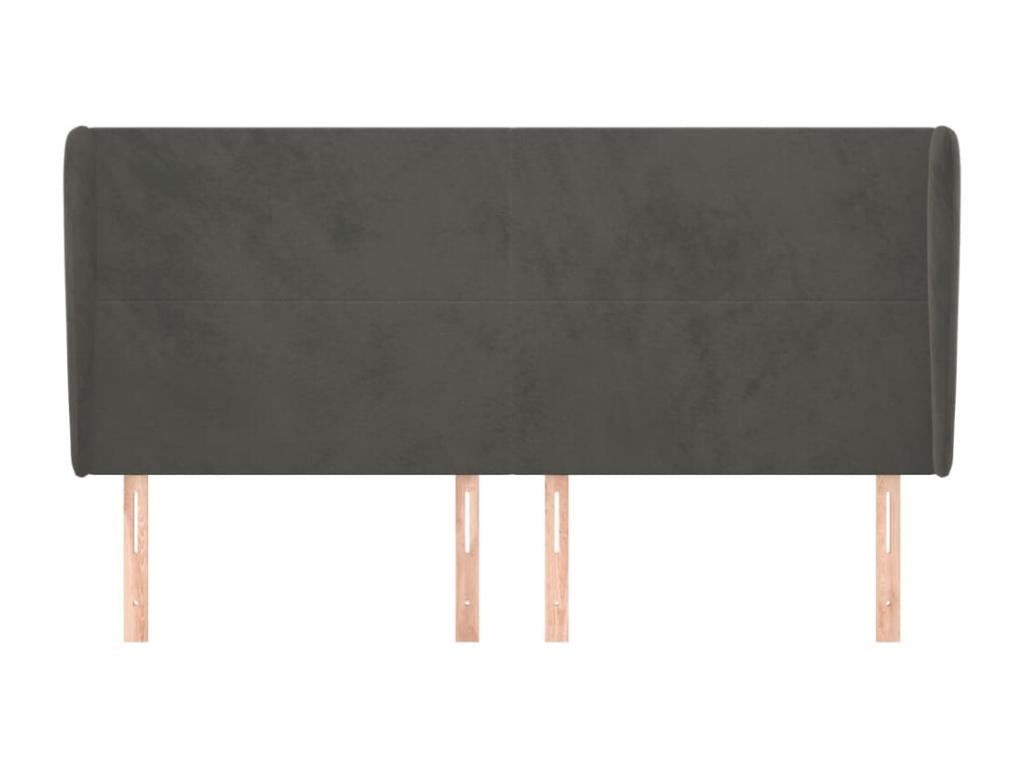 Headboard with wings, Dark Grey, 163x23x118/128 cm, Velvet