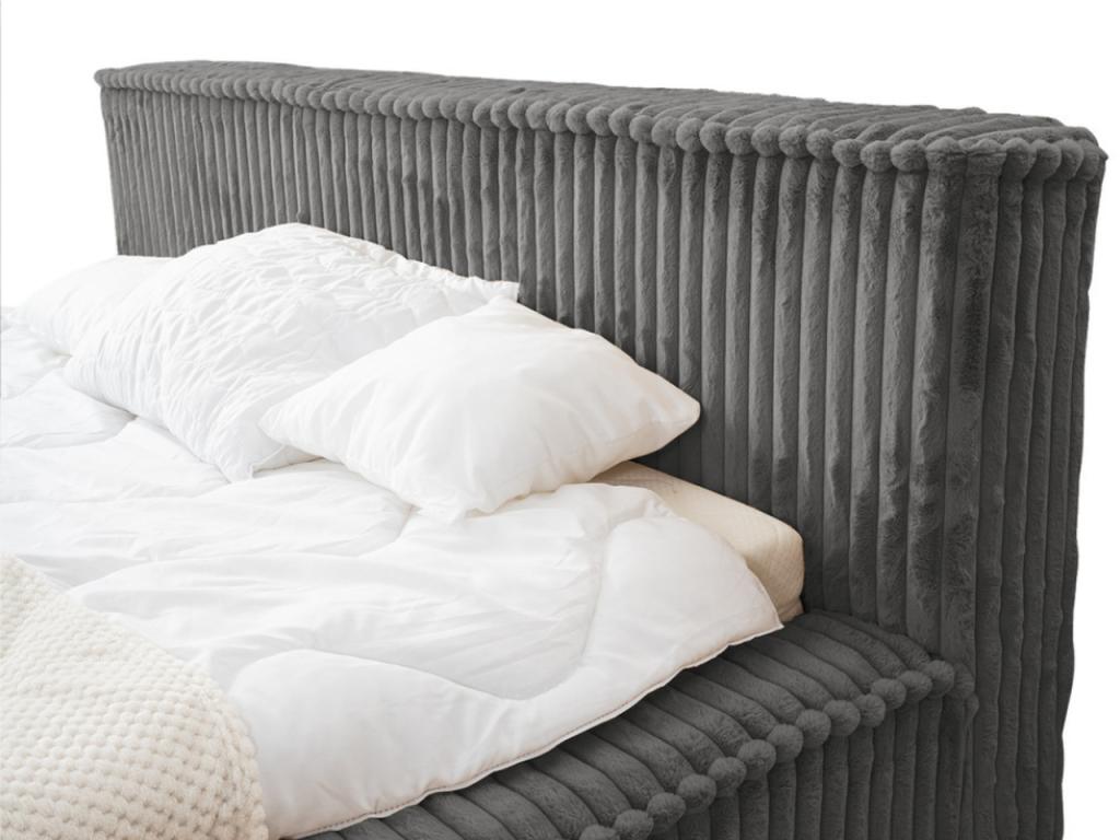 Upholstered bed with storage - 120x200 - double bed - ribbed - grey - Doucezen