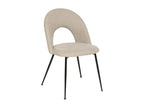 Dining chair with mottled beige seat and black metal legs, H 81 cm