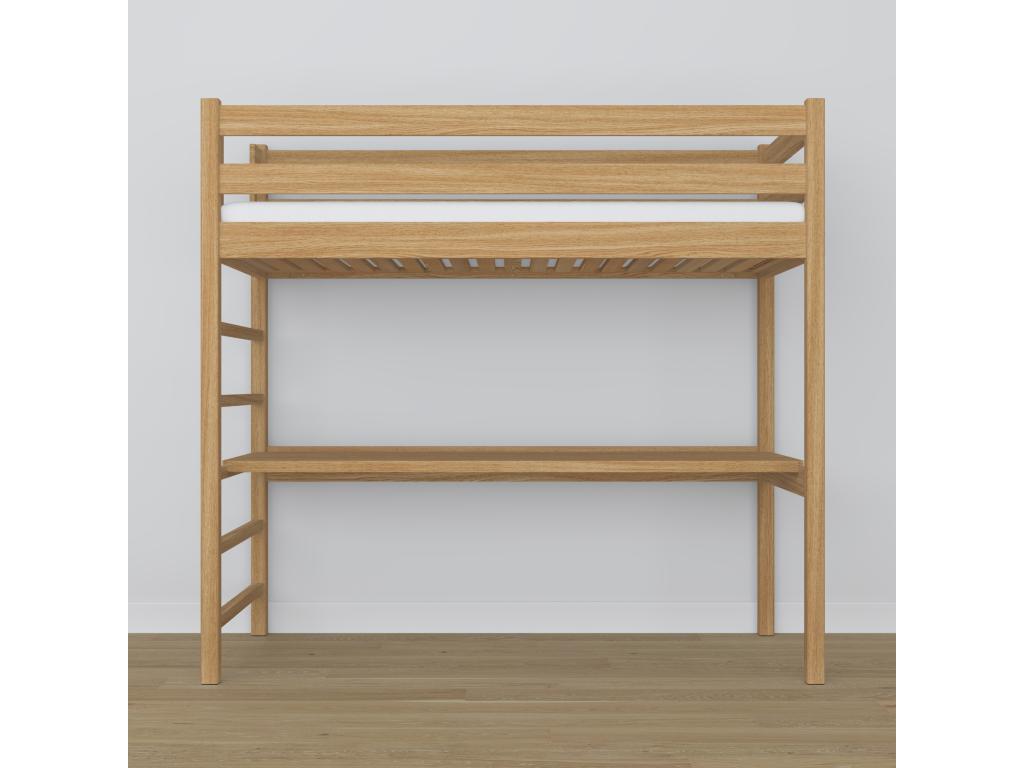 Oak loft bed - with desk N01 Natural Oak 80x200