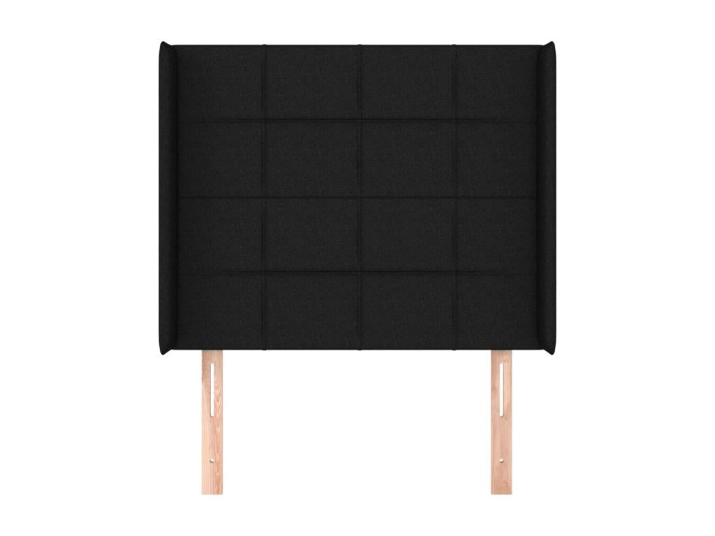 Headboard with wings, black, 103x16x118/128 cm, fabric