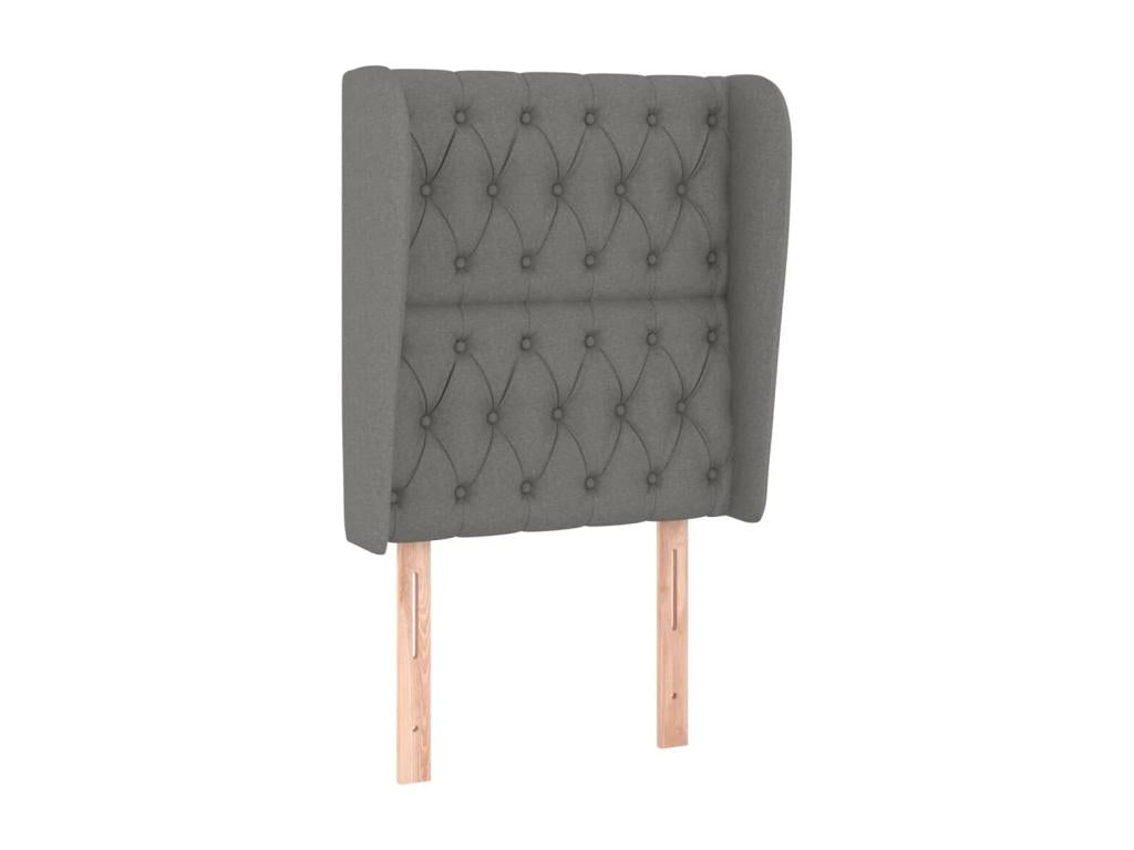 Headboard with wings, Dark Grey, 83x23x118/128 cm, Fabric