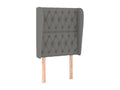 Headboard with wings, Dark Grey, 83x23x118/128 cm, Fabric