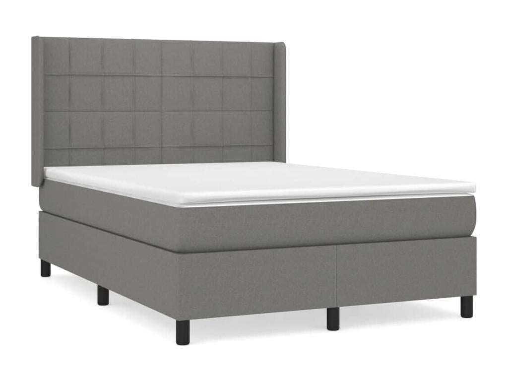 Doucezen bed base with dark grey mattress 140x190cm fabric