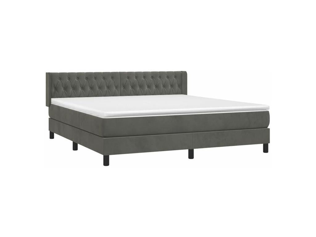 Doucezen bed base and mattress, dark grey, 180x200 cm, velvet