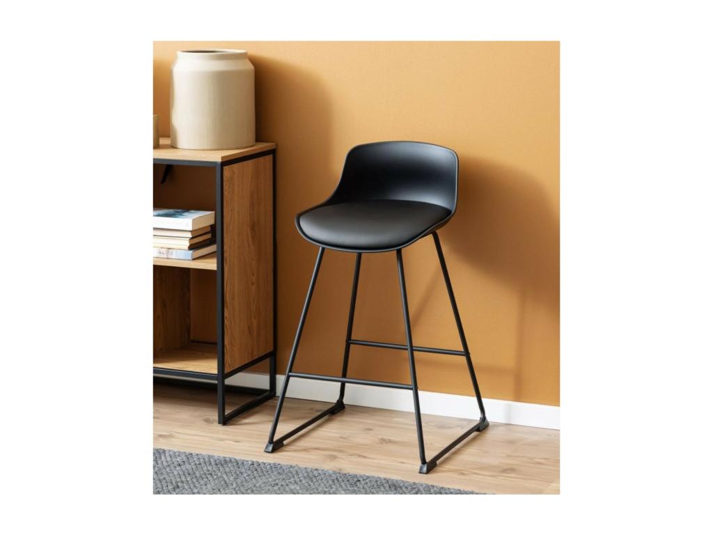Low bar stools in metal and faux leather, set of 2 - Meublita