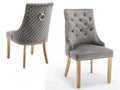 Doucezen velvet upholstered chair with ring on the back and gold metal legs - Set of 2 - Grey