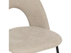 Dining chair with mottled beige seat and black metal legs, H 81 cm