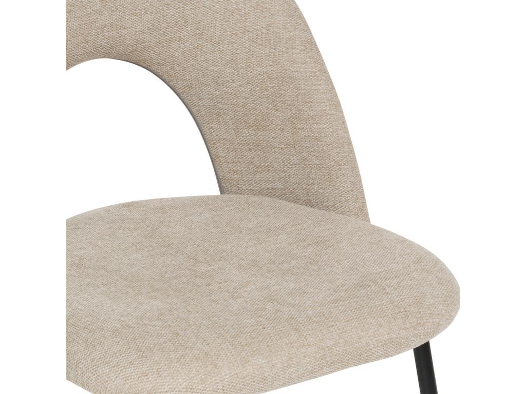 Dining chair with mottled beige seat and black metal legs, H 81 cm