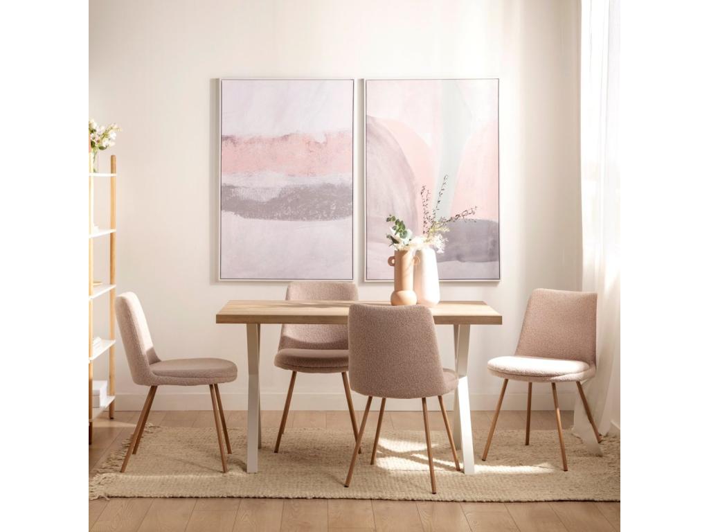 Nude pink bouclé dining chair 46x83 cm - Doucezen